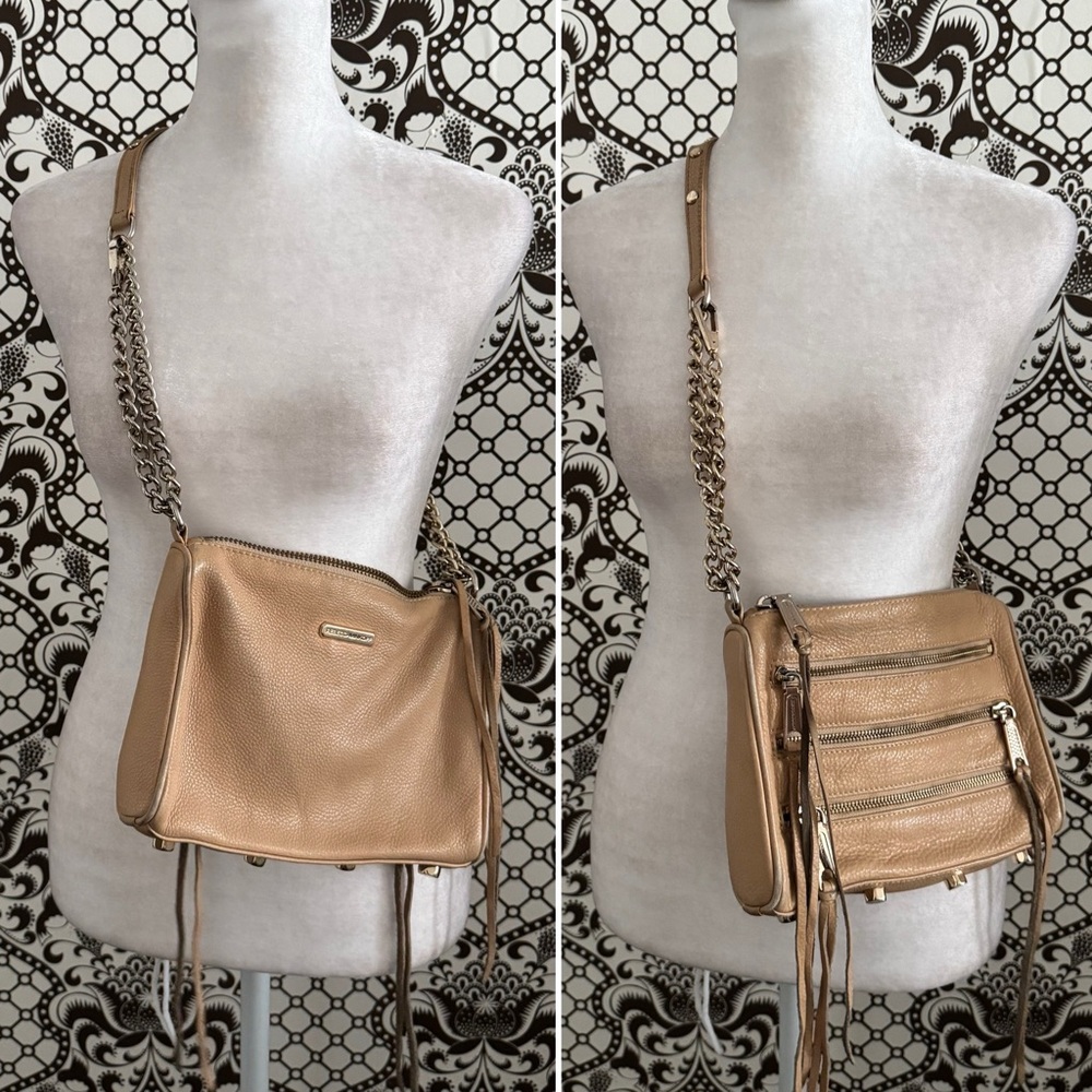 REBECCA MINKOFF ✨ Crossbody Handbag tan taupe leather golden hardware